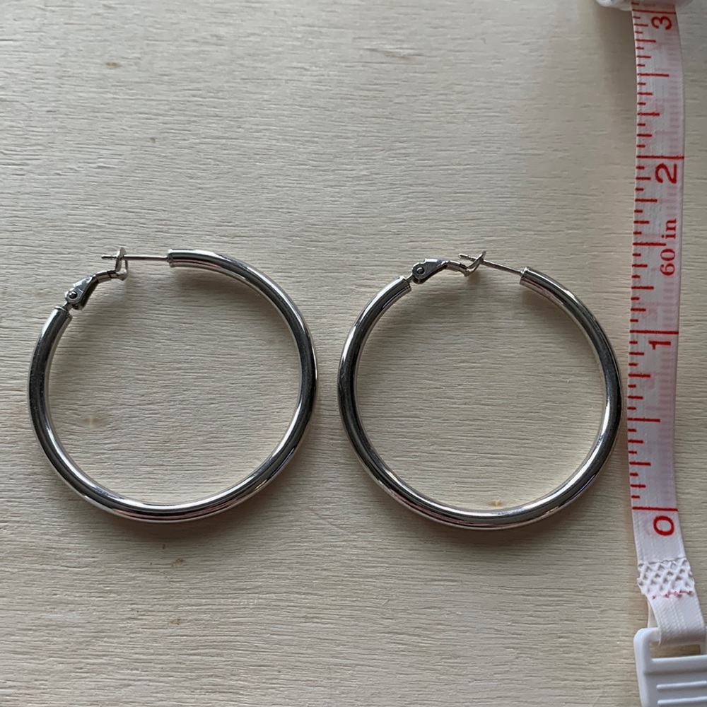 Silver Hoops - Picture 2 of 2